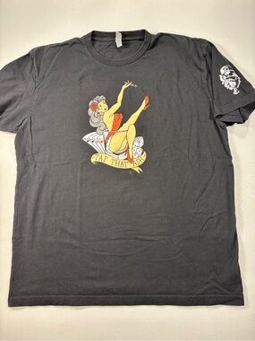Black Graphic Pin-Up Cigar Promo T-shirt Men's XL